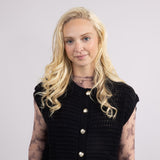 Elan Cap Sleeve Cardigan for Women in Black