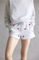 Embroidered Strawberry Fleece Shorts for Women in Ice Grey