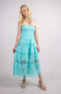 Eyelet Lace Strapless Midi Dress for Women in Tiffany Blue