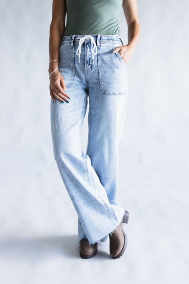 Flying Monkey High-Rise Drawstring Wide Leg Jeans for Women