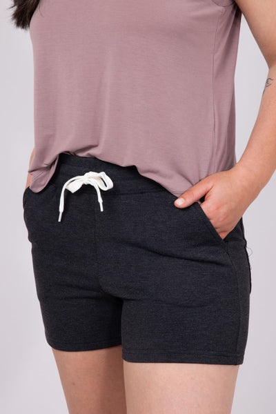 Free Fly Bamboo Lightweight Fleece Shorts for Women in Heather Black
