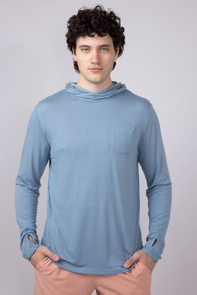 Free Fly Bamboo Lightweight Hoodie for Men in Blue Fog