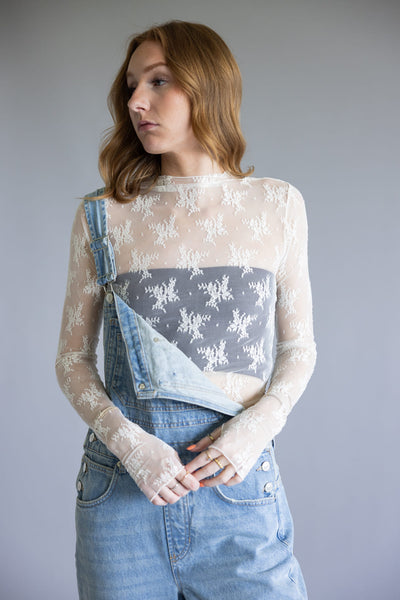 Free People Intimately Lady Lux Sheer Layering Top for Women in Cream
