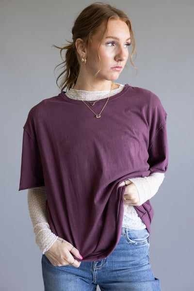 Free People We The Free Nina Tee for Women in Maroon