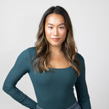 Long Sleeve Bodysuit for Women in Dark Green