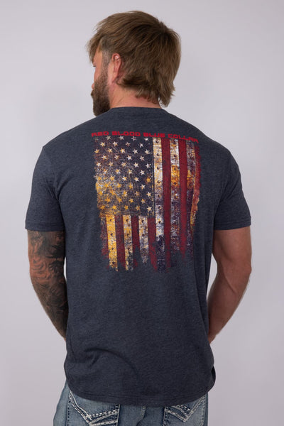Grunt Style Red Blood Blue Collar T-Shirt for Men in Charcoal