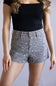 Hidden Cheetah Print Cutoff Denim Shorts for Women