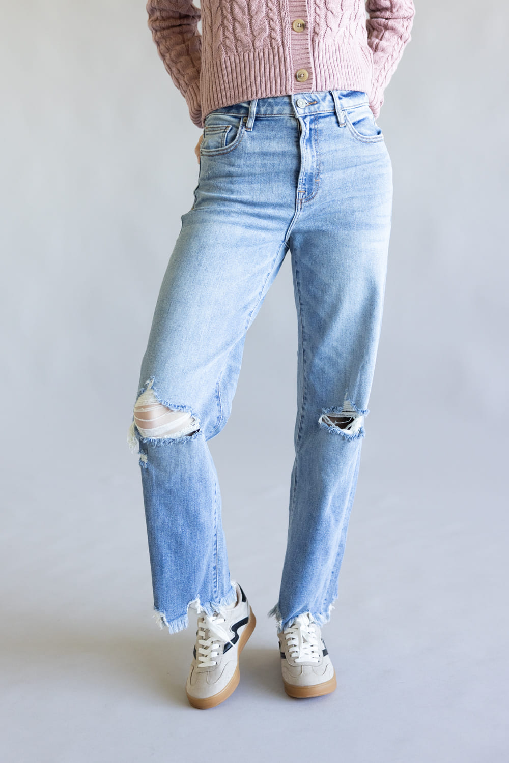 HAILEE 新作デニム　ella Hidden High-Rise Ella Wide Straight Leg Jeans for Women | HD1663WS