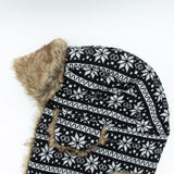 Faux Fur Trapper Hat for Women in Snowflake Black