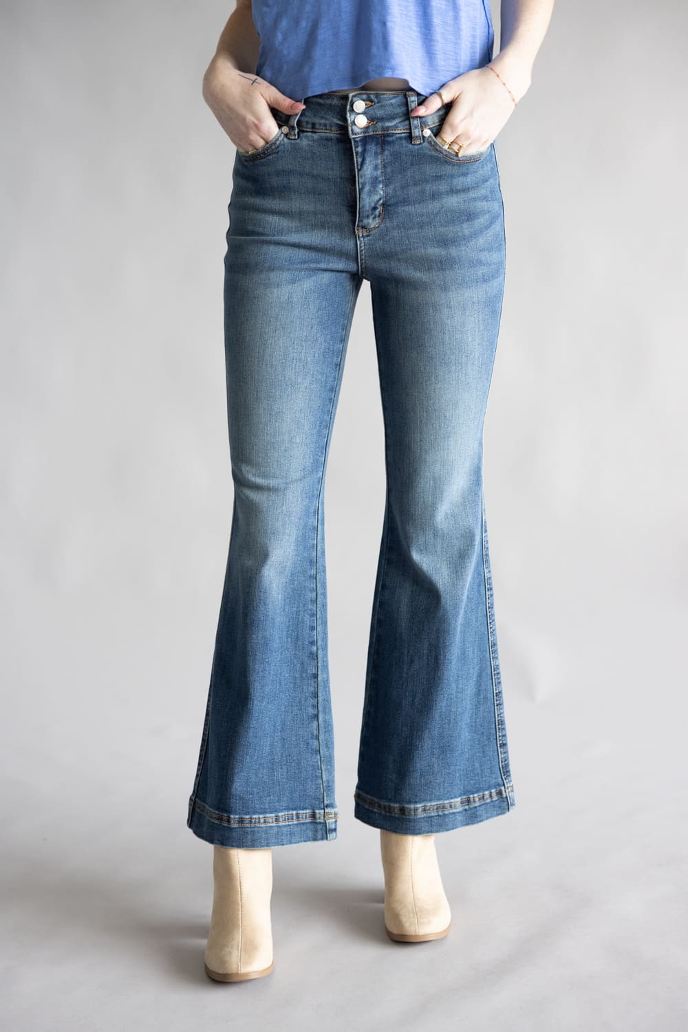 Judy Blue Penny High Rise Tummy Control Petite Flare Jeans for