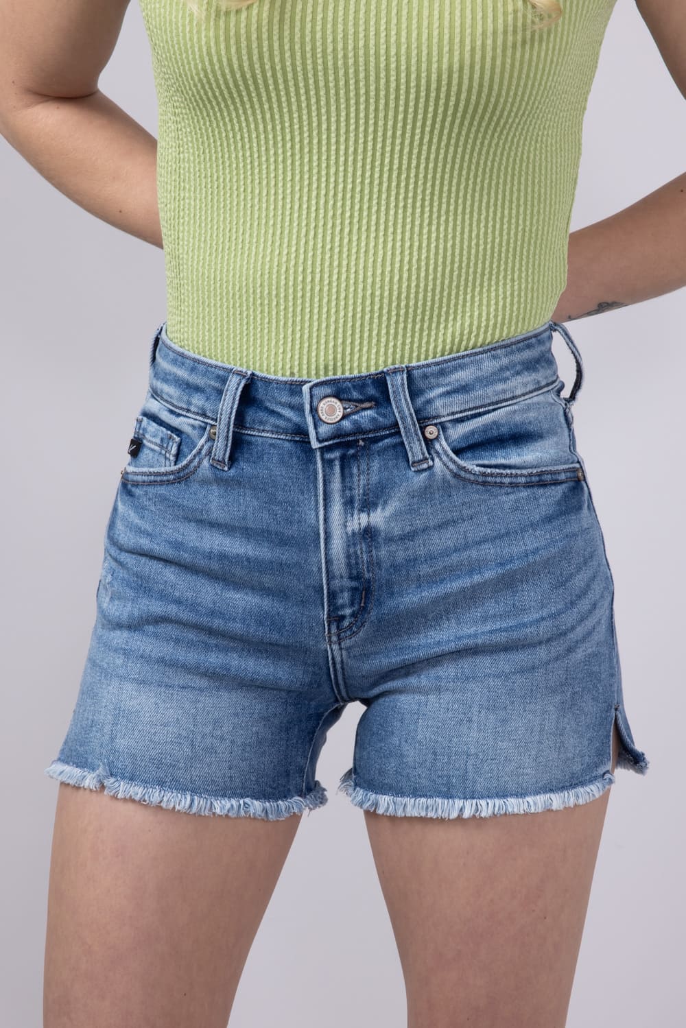 KanCan Levy High Rise Medium Wash Denim Shorts for Women | KC9212M