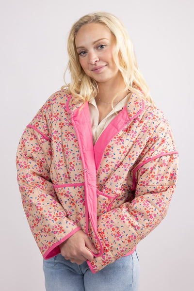 Katydid Floral Quilted Jacket for Women in Pink