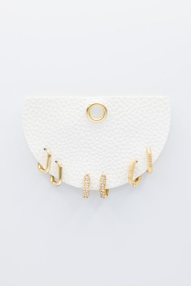 Three Oval Gold Hoop Shape Earrings