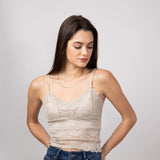 Lace V-Neck Bralette for Women in Beige