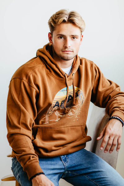 Ariat Desert Sunrise Hoodie for Men in Chestnut Brown