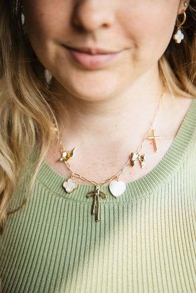7 Charm Necklace in Gold