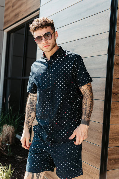Denim & Flower USA Stars Woven Shirt for Men in Navy