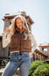 Love Tree Cropped Puffer Vest for Women in Brown