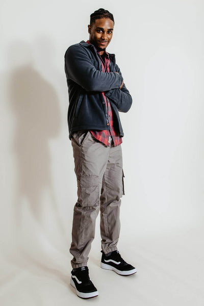 Twill Cargo Joggers for Men in Grey