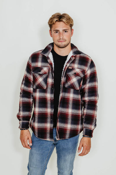 Matix Sherpa Lined Flannel Shacket for Men in Wine