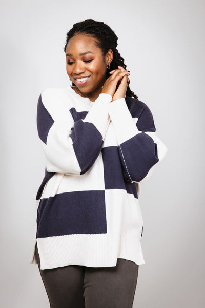 Miracle Colorblock Sweater for Women in Beige Blue