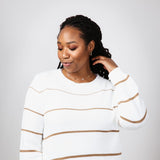 Miracle Striped Sweater for Women in White Caramel