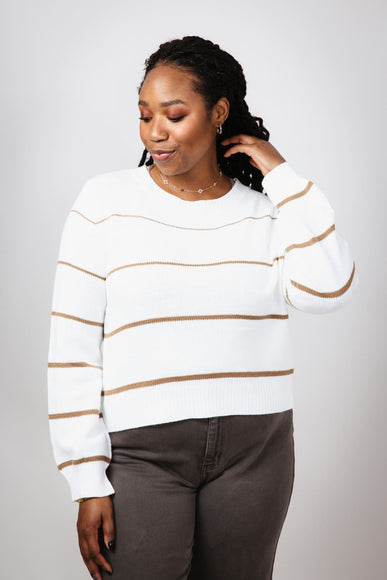 Miracle Striped Sweater for Women in White Caramel