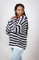 Miracle Striped V Neck Sweater for Women in Denim Combo
