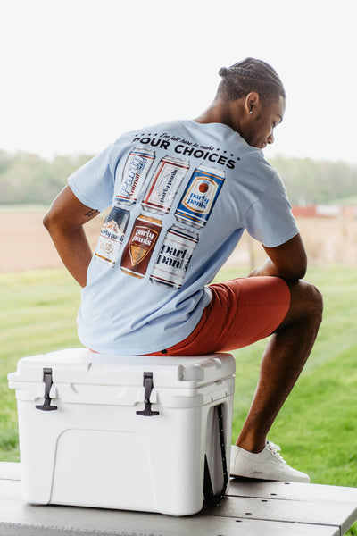 Party Pants Pour Choices T-Shirt for Men in Light Blue