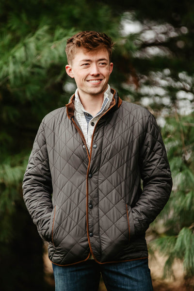 Quilted Field Jacket for Men in Dark Grey