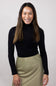 Long Sleeve Turtleneck Top for Women in Black