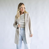 Love Tree One Button Long Coat for Women in Oatmeal