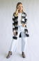 Love Tree One Button Plaid Long Coat for Women in Combo Black