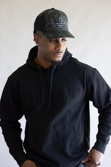 Ariat Embroidery Shield Snapback Hat for Men in Black