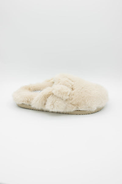 Beach by Matisse Portland Fuzzy Slippers for Women in Natural
