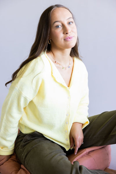 Mimosa Classic Lightweight Cardigan for Women in Butter Yellow