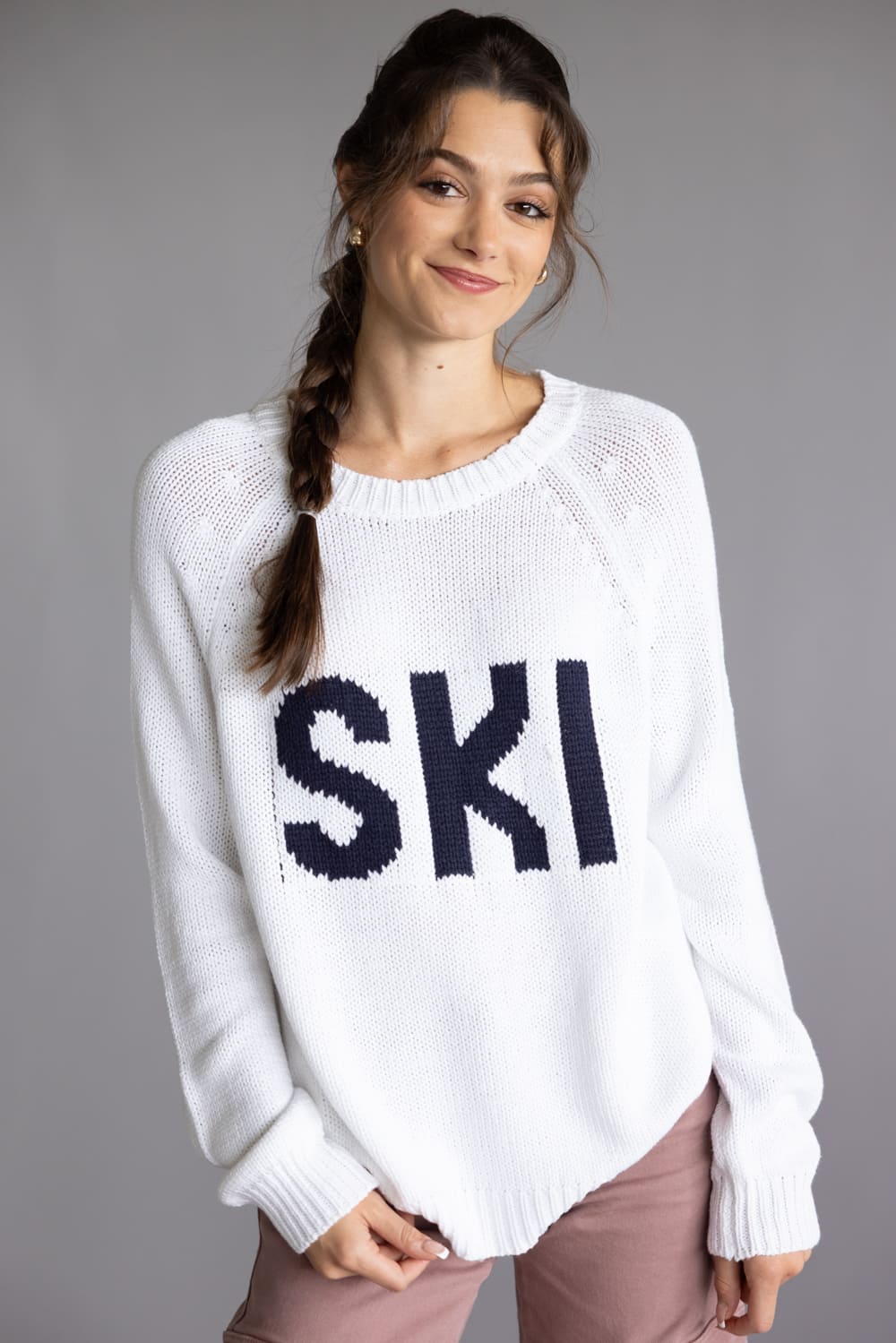 Miracle Ski Sweater for Women in White | W8414-WHITENAVY – Glik's