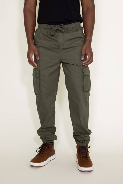 Twill Cargo Joggers for Men in Green