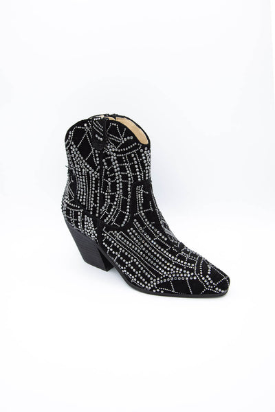 Matisse Heidi Rhinestone Cowboy Booties for Women in Black