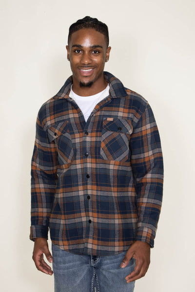 Matix Sherpa Lined Flannel Shacket for Men in Navy/Orange