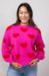 Miracle Multi Heart Sweater for Women in Hot Pink/Red