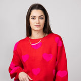 Miracle Multi Hearts Sweater for Women in Red