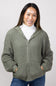 Miracle Textured Hooded Zip Sweater for Women in Sage
