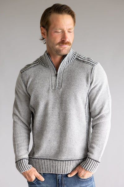 North River 1/4 Zip Neck Chenille Sweater for Men in Grey