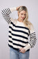 Navy Striped Sweater for Women in Ivory