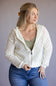 Elan Open Knit Full Zip Hooded Cardigan for Women in Off White