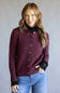 Button Front Cable Cardigan for Women in Port Wine