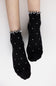 Polka Dot Ruffled Crew Socks for Women in Black
