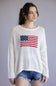 Simply Southern Open Knit Flag Sweater for Women in Cream