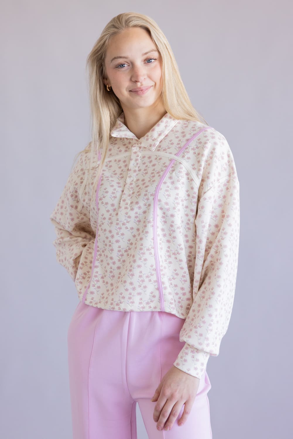 Simply Southern ¼ Snap Collar Cinch Pullover for Women in Blush